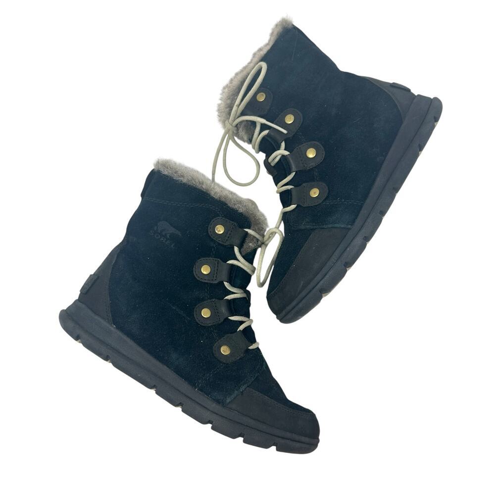 Sorel Explorer Joan Suede Boots Lace-Up Waterproof Weather Black Size US 9.5
